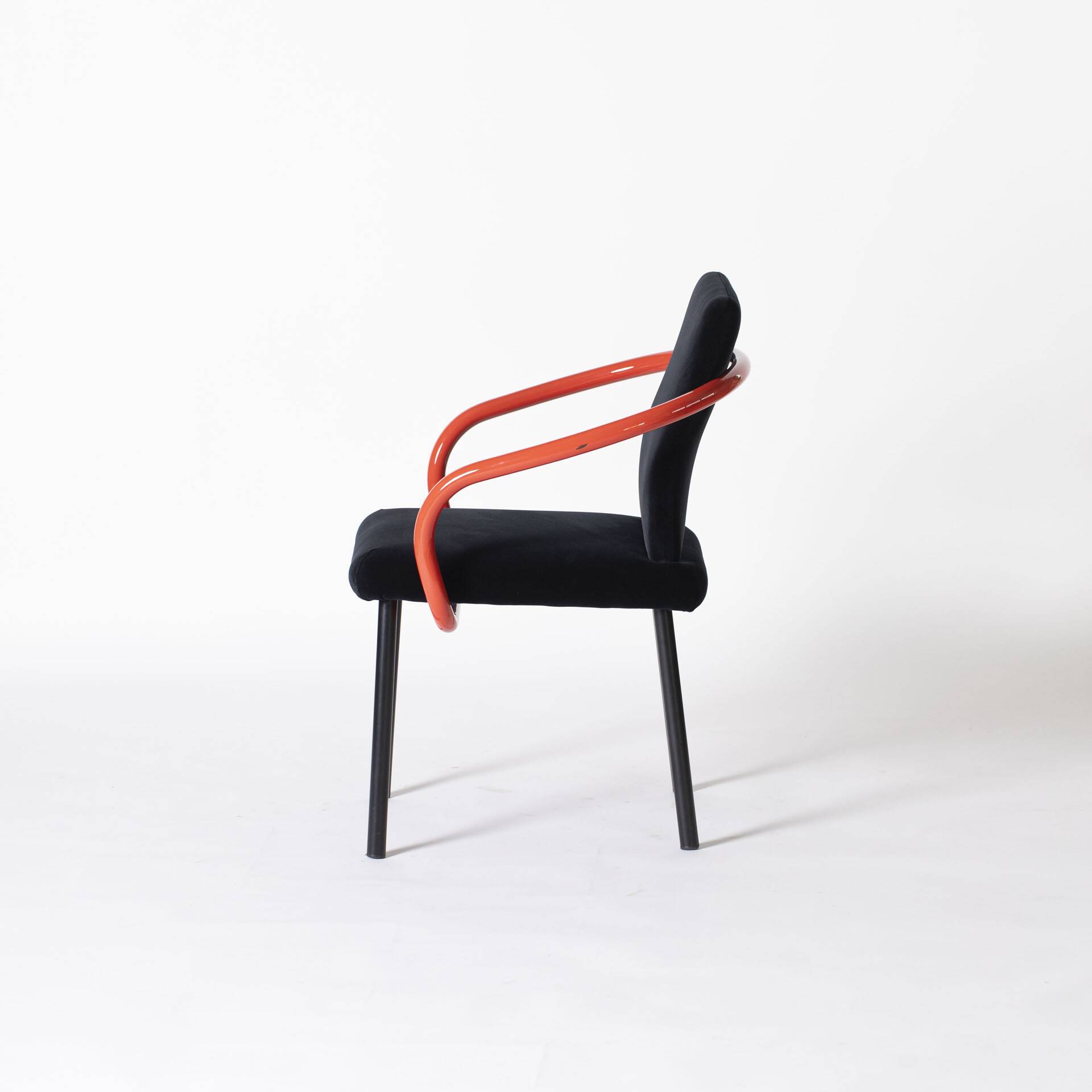 Ettore Sottsass Memphis Mandarin Chair for Knoll reupholstered in cotton velvet