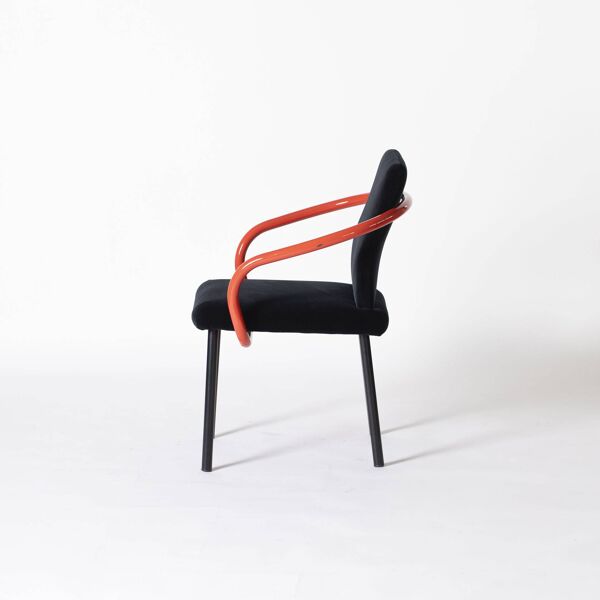Chaise Memphis Mandarin d'Ettore Sottsass pour Knoll retapissée en velours de coton