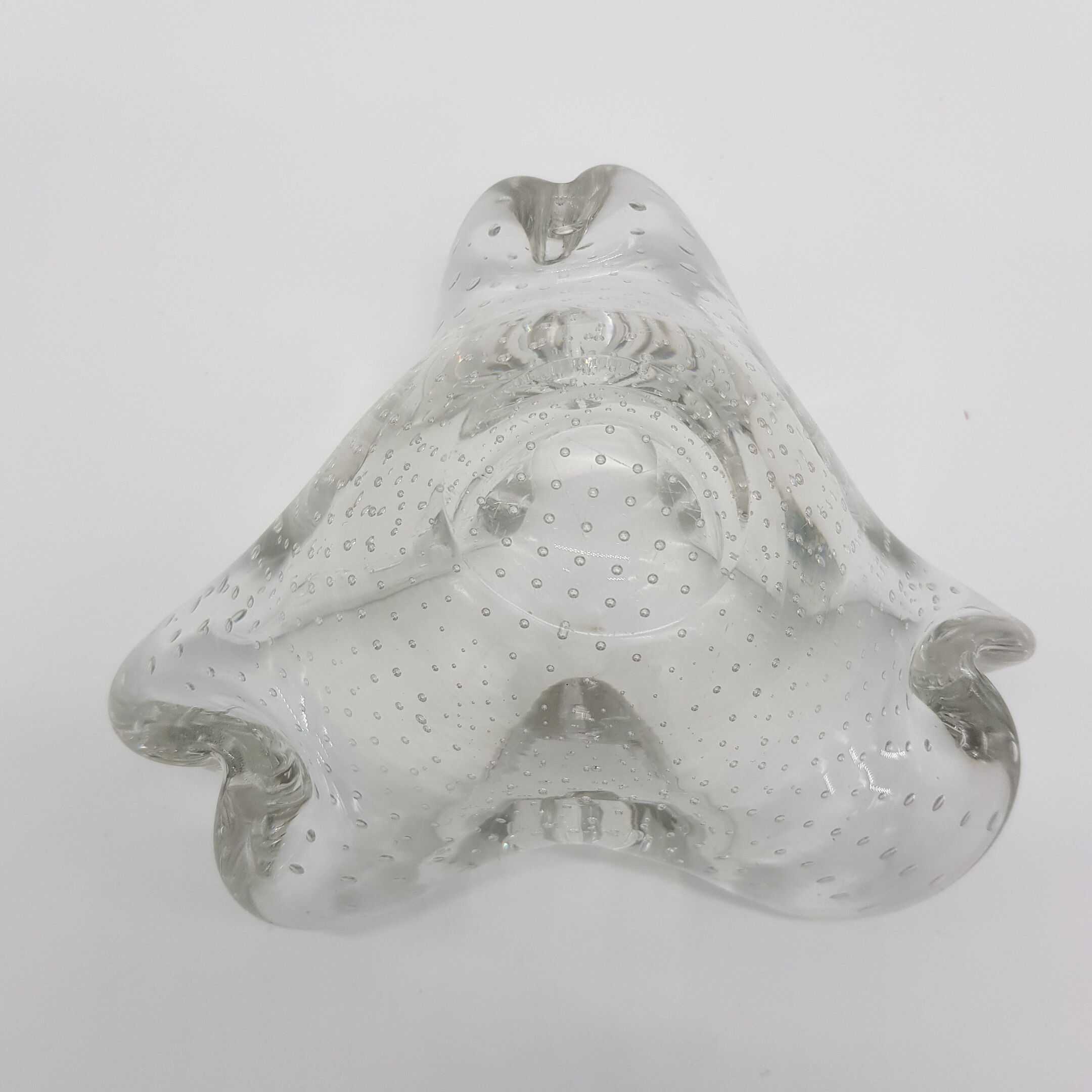 Murano controlled bubble decorating glass ashtray