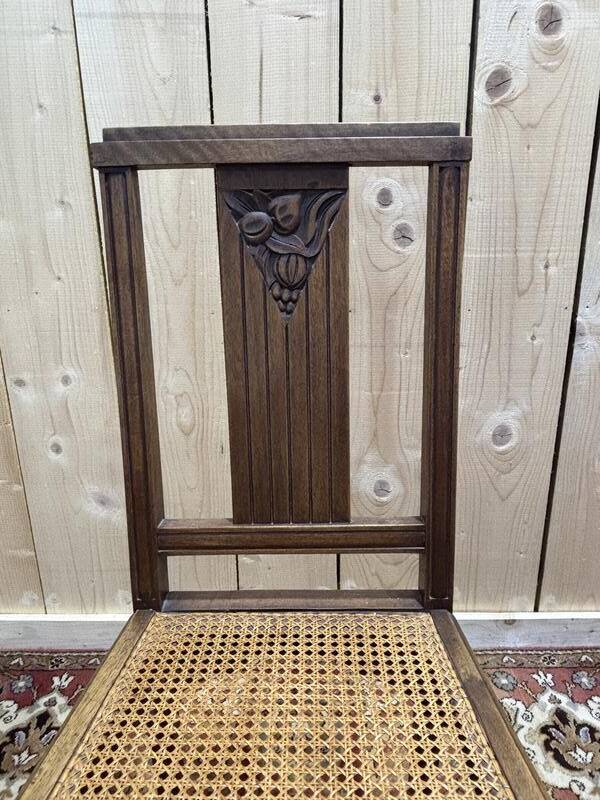 Série de 4 chaises art déco cannées