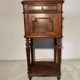 Antique bedside table in solid wood, turned base