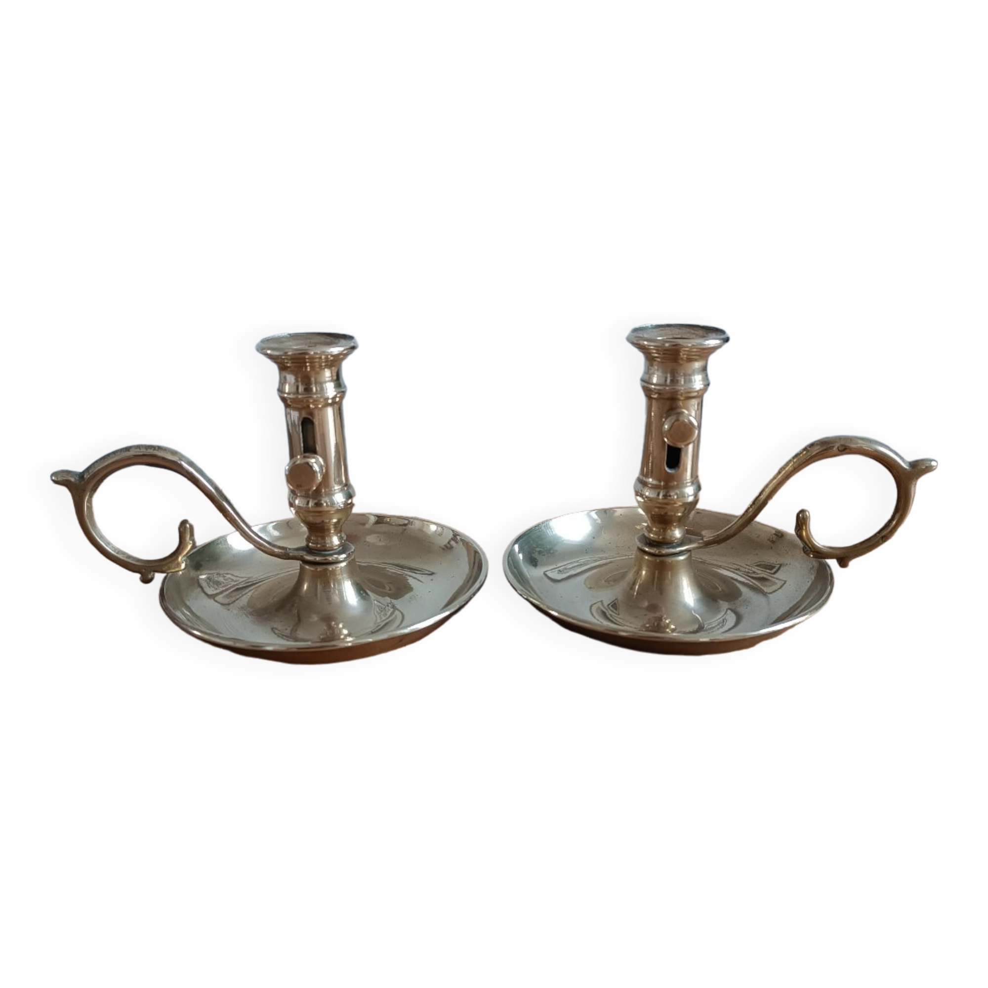 Duo of candlesticks 'cellar rat' in gilded brass