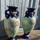 Paire de vases Satsuma japonais vintage du 20ème siècle en céramique décorée