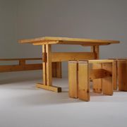 Table, bench and stools Les Arcs by Charlotte Perriand, France, 1960