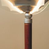 Art Deco floor lamp in oak, metal and glass, circa 1930