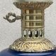 Lampe balustre porcelaine bleu et bronze