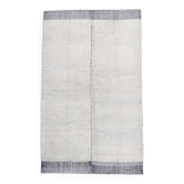 Tapis turc en laine fait main bleu et blanc 4x7, 135x213 cm