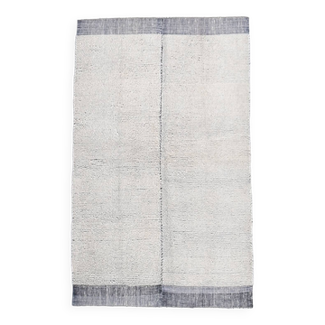 4x7 Blue & White Handmade Wool Turkish Rug, 135x213Cm