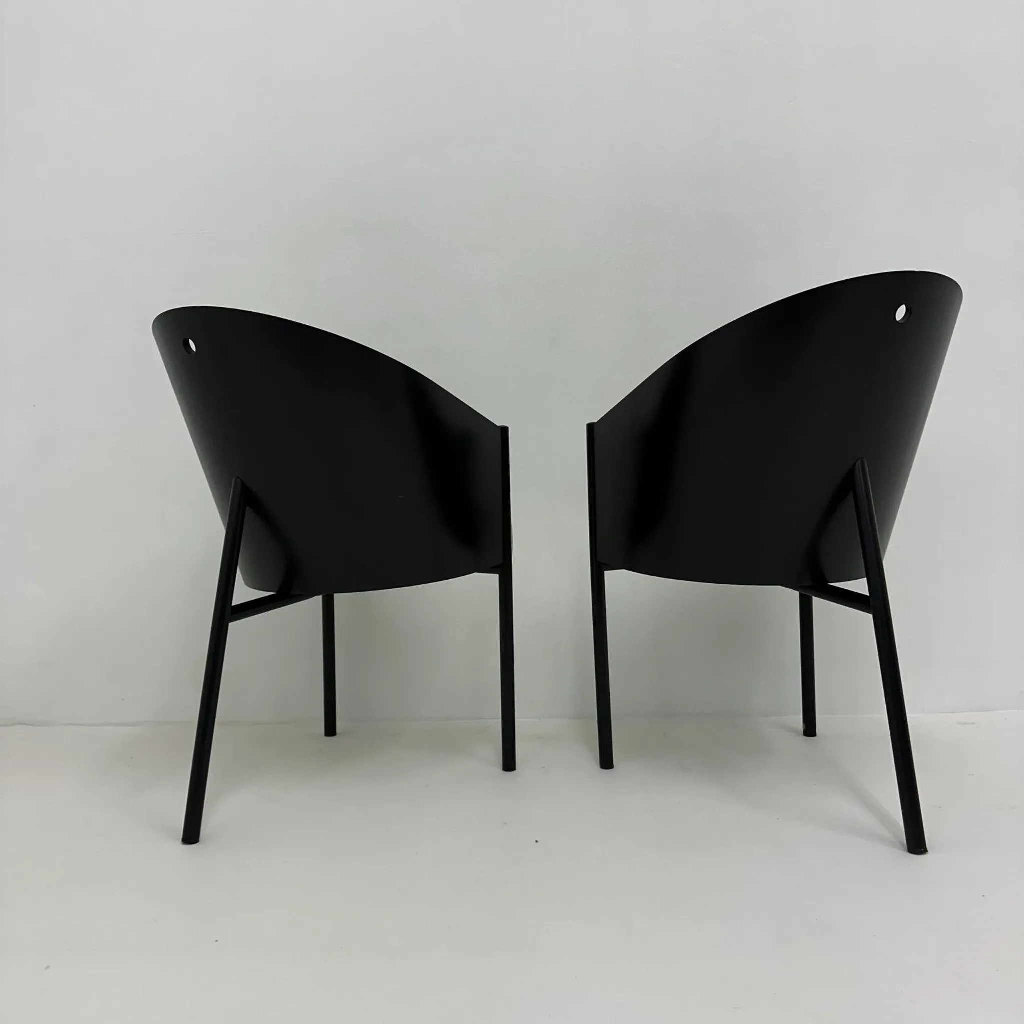Postmodern set of 2 leather chairs  Italy, 1980