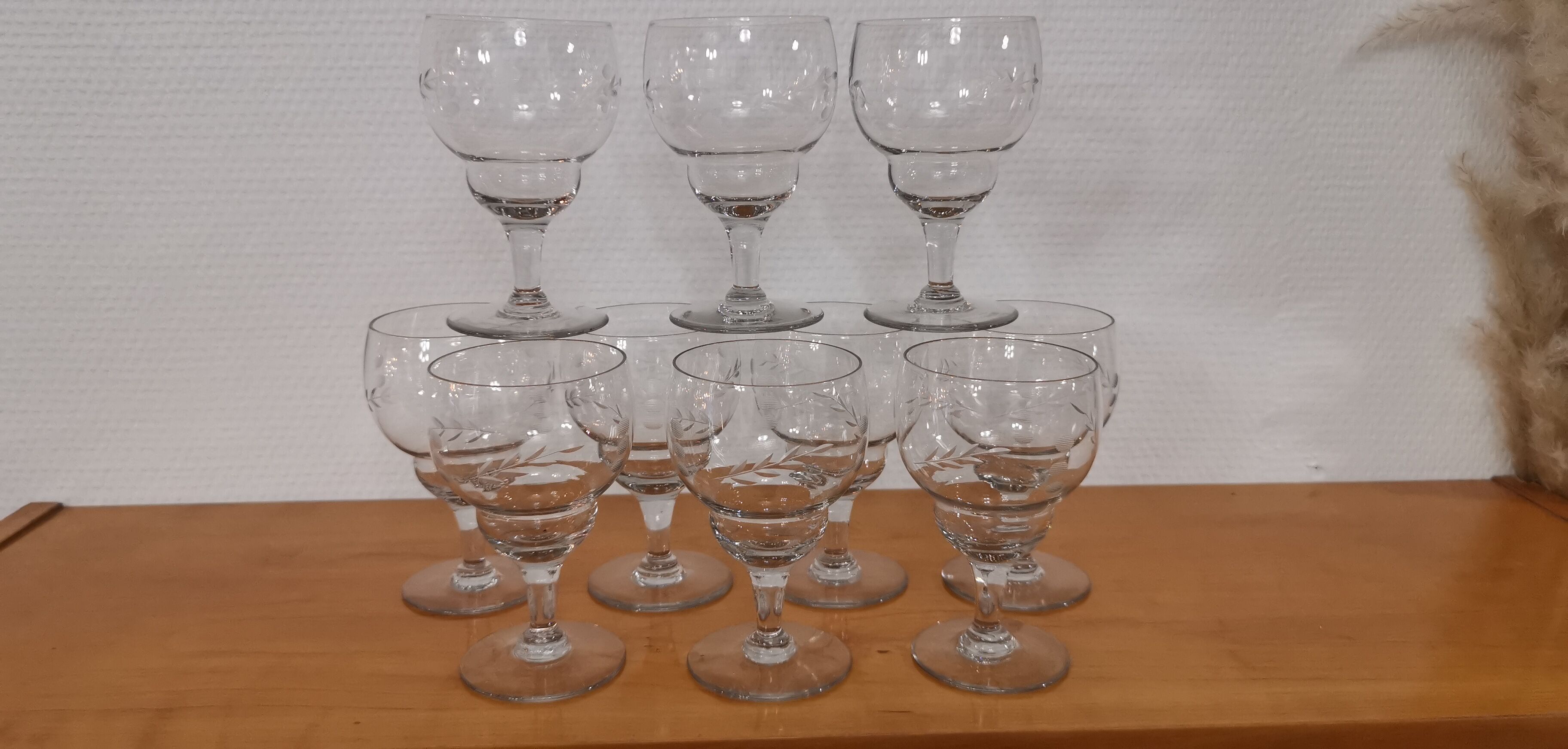 10 stemmed glasses "Cholet" art deco crystal year 1940