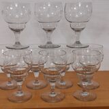 10 stemmed glasses "Cholet" art deco crystal year 1940