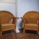 2 rattan armchairs