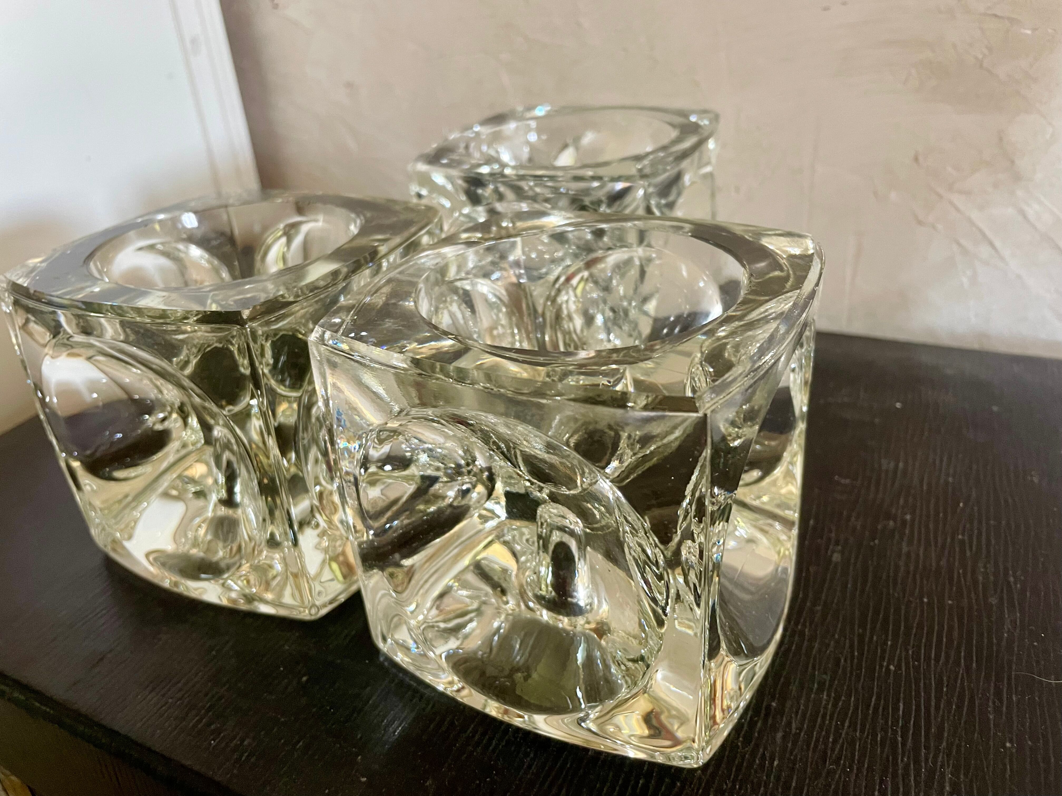 "Ice Cube" candle holders in solid glass attributed to Peill & Putzler - All