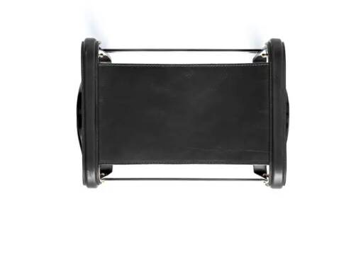 Pair of black metal stools without a backrest.