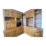 Large custom-made solid oak corner unit
