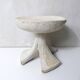 antique small tripod bench/stool in solid carved brutalist wood