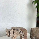 Pair of travertine rhinoceros bookends by Fratelli Mannelli, 1970s