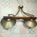 Brass cord wood glass suspension