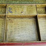 Old trunk - travel vanity case in metal and brass