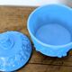 Blue moulded opaline bonbonnière, first half of the 20th century.