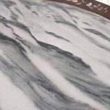 19th century Asian pedestal table with mother-of-pearl and brass inlay