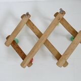 Wall-mounted coat rack, accordion, with 8 hooks, 50s-60s