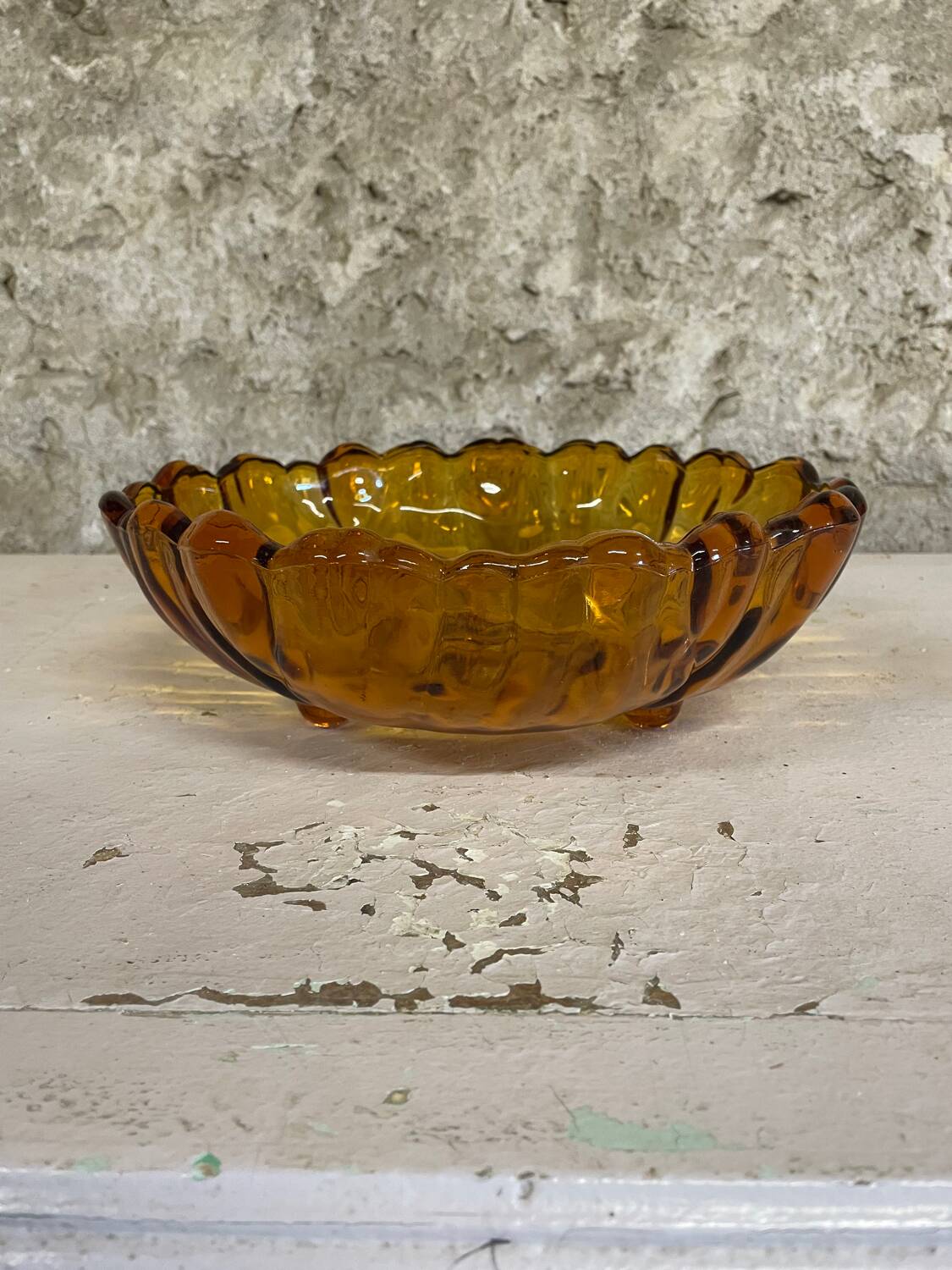 Large vintage amber glass bowl – 28 cm