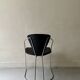 Cantilever wire chair in metal and black leather - Linda de Arrben, Italy 80