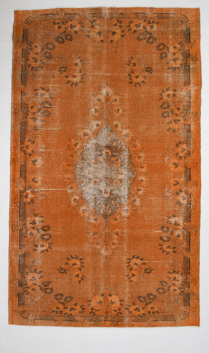 Orange wool turkish rug 299x178cm