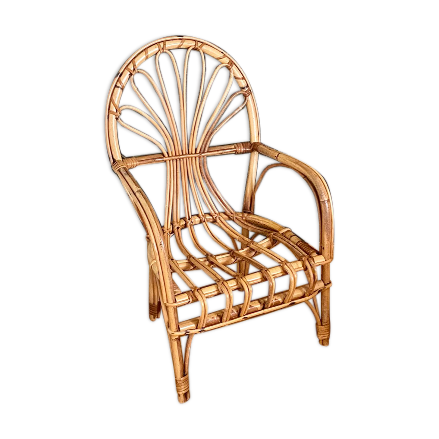 Vintage children's rattan armchair, rattan chair