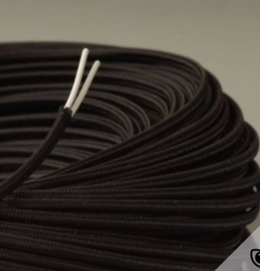 Wooden lamp, 2m fabric cable, fabric lampshade