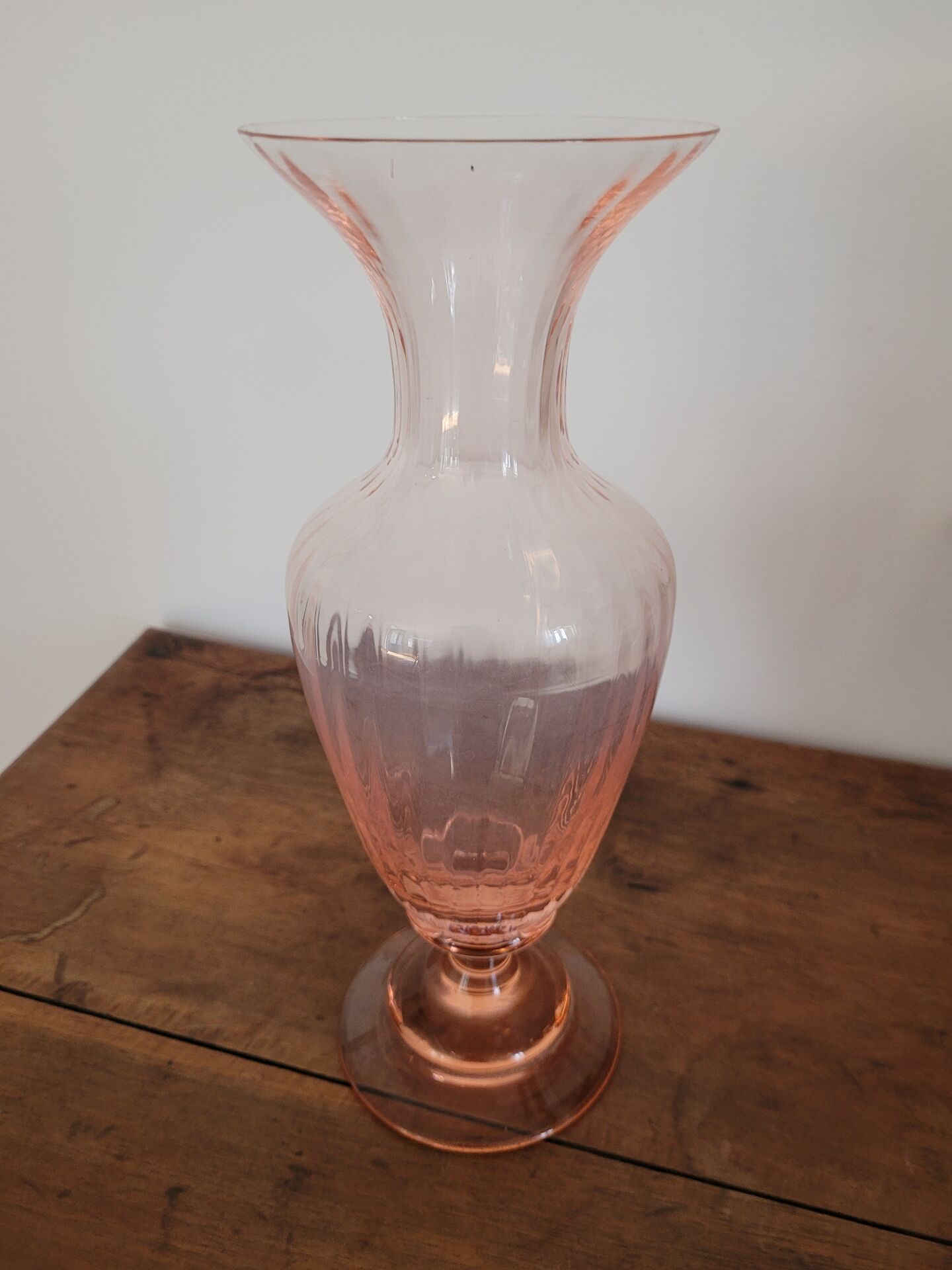 Pink glass amphora vase