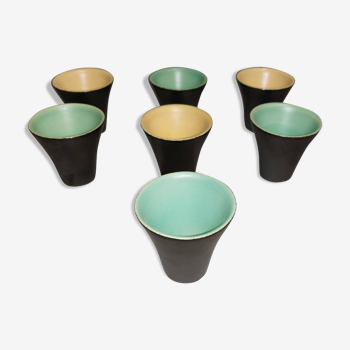 Lot de 7 tasses à café vintage années 50 60