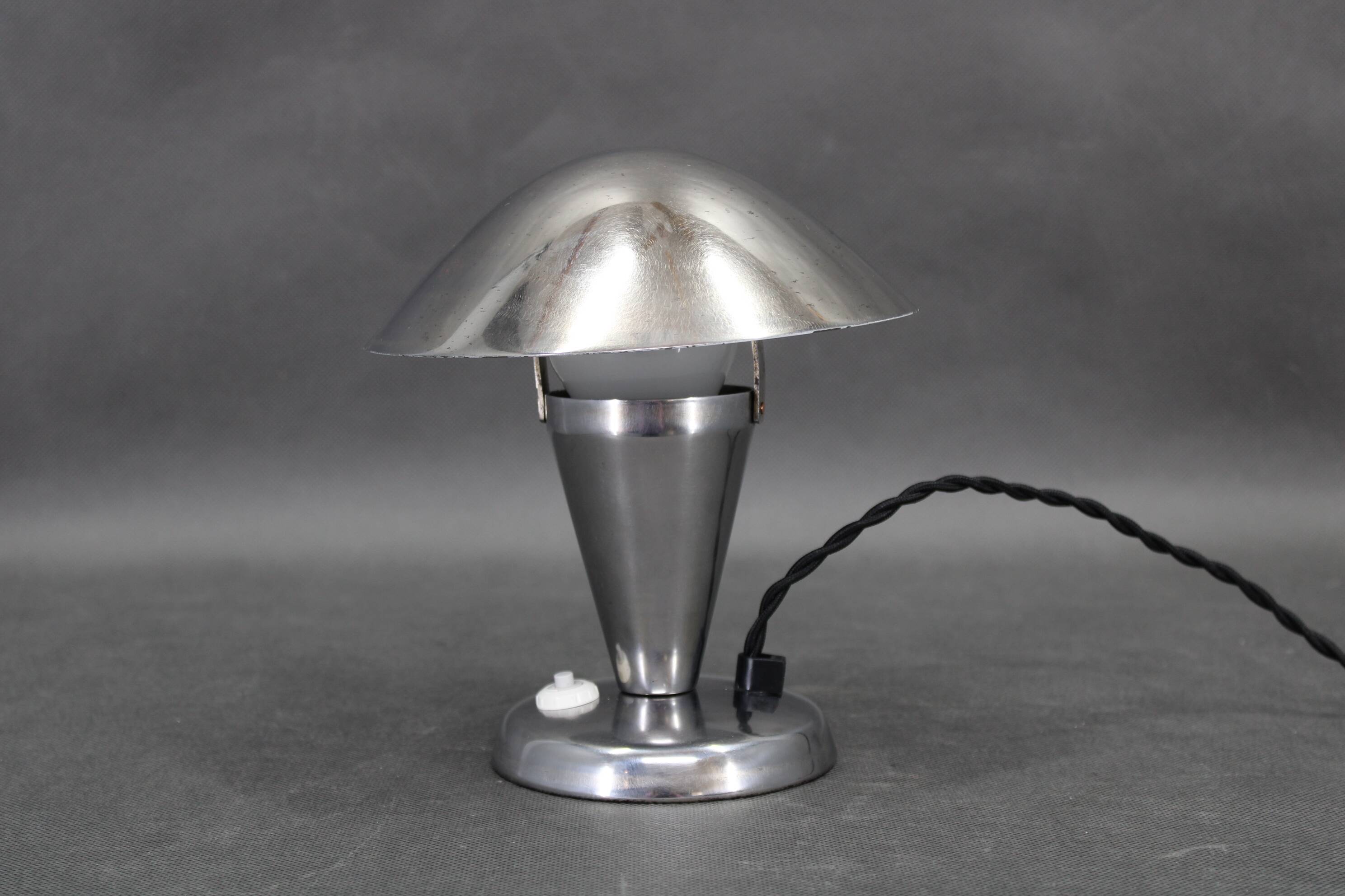 Bauhaus adjustable chrome mushroom table lamp, Czechoslovakia, 1930s