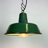 Industrial green enamel pendant lamp, 1960s