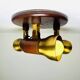 Model 837 Trio-Light Adjustable Ceiling Lamp In Wood And Brass By Temde Leuchten, Switzerland 1960S