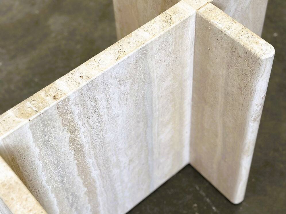 Vintage travertine marble coffee table, France 1980s