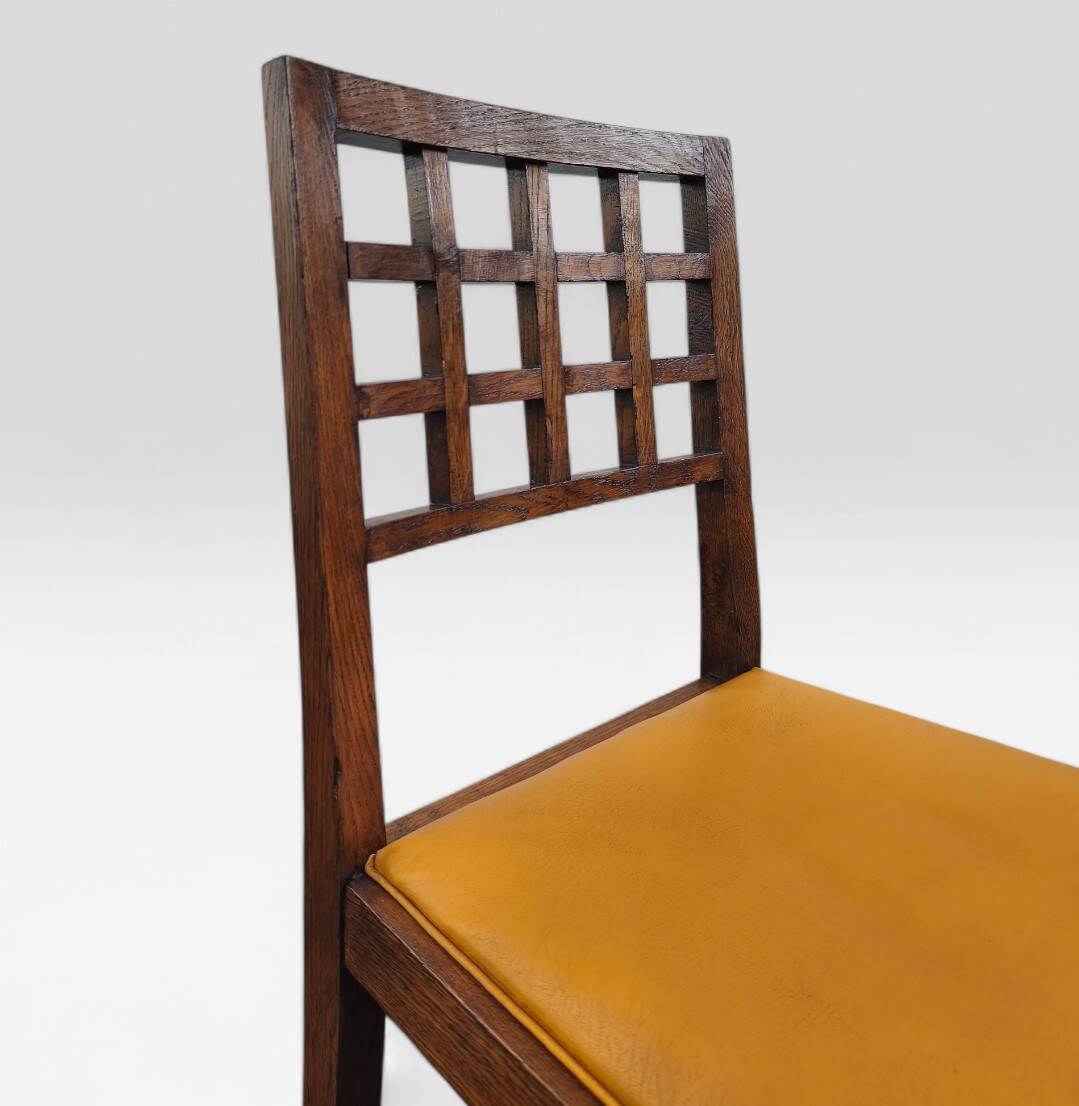 Solid oak chair, Victor Courtray, Art Deco, 1930