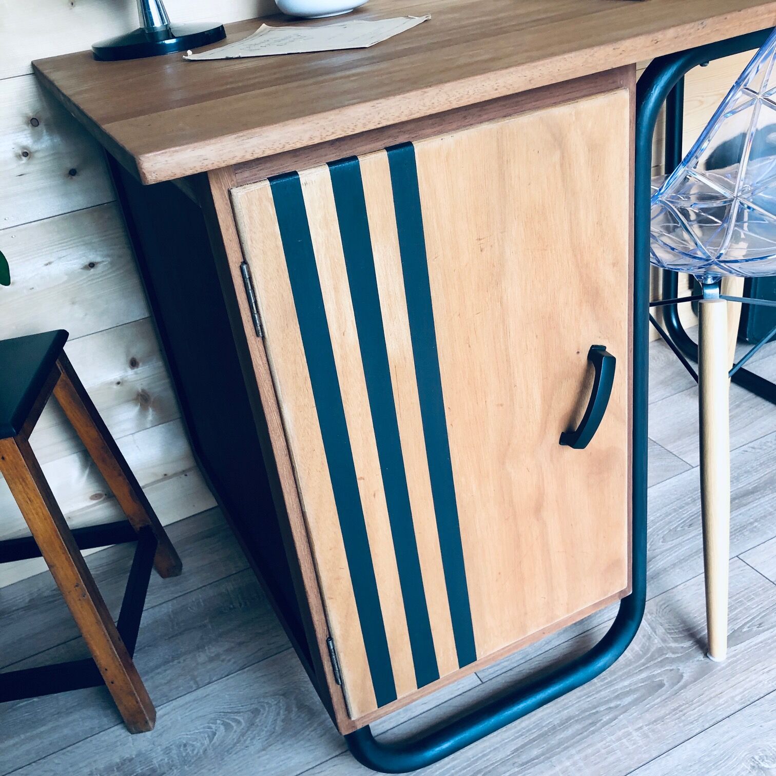 Former oak teacher's desk circa 1950