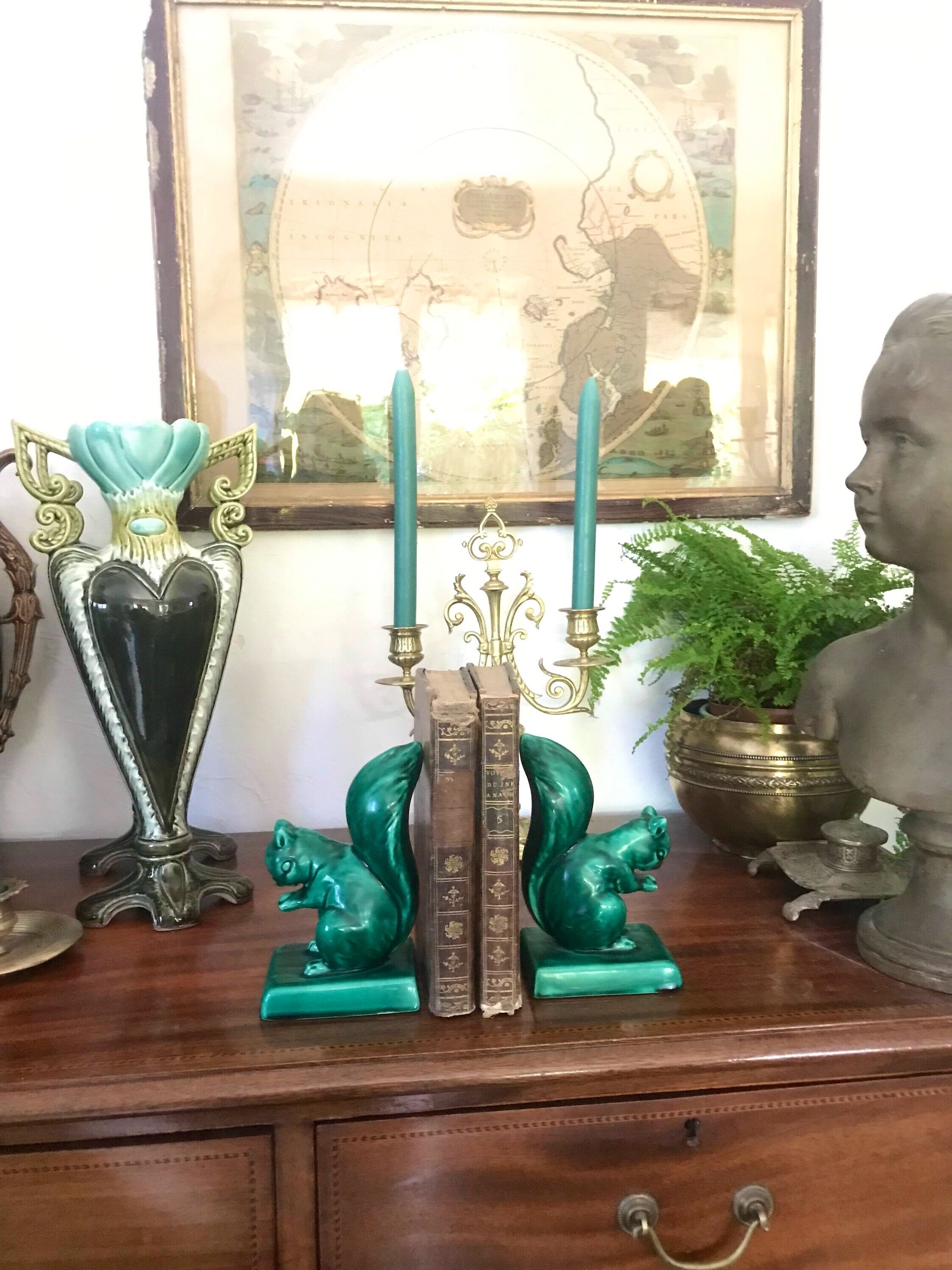 Pair of Art Deco ceramic book clamts