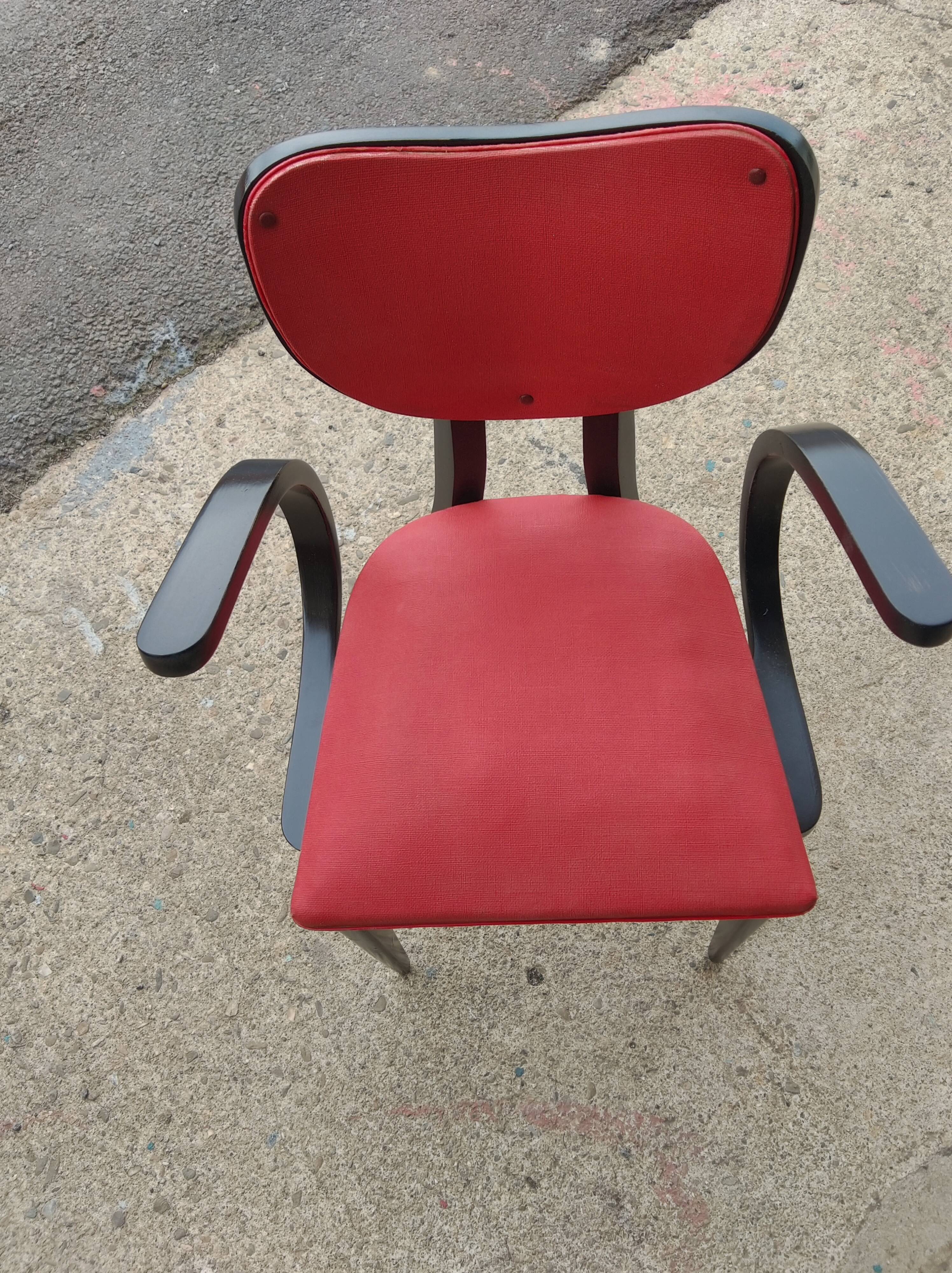 Fauteuil de bureau vers 1950 rouge et noir
