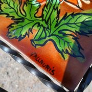 Sellette/ porte plante vintage avec faïence Vallauris