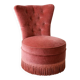 Small tufted armchair in old rose velvet – vintage – boudoir style