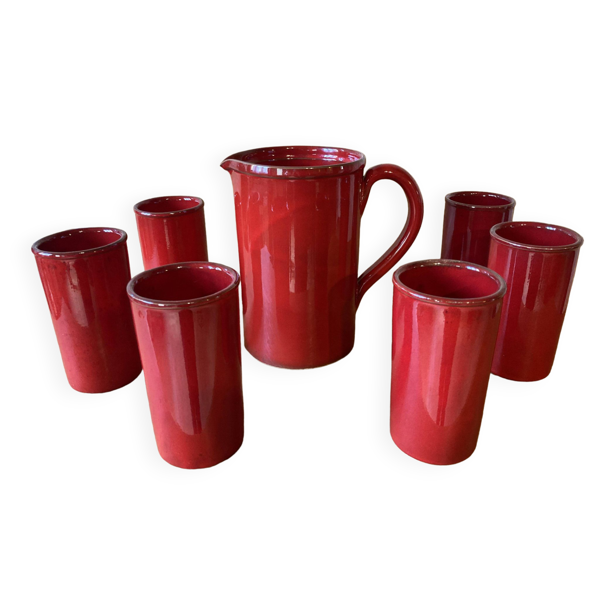 Enameled stoneware orangeade service