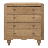 Commode brutaliste avec pointes de diamants décapée