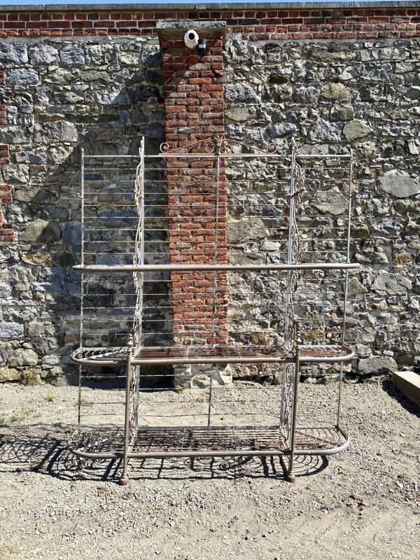 Grande étagère / console de jardin en fer forgé – esprit XIXe