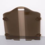 Triptyque pliant en verre fumé, pare-feu des années 1950