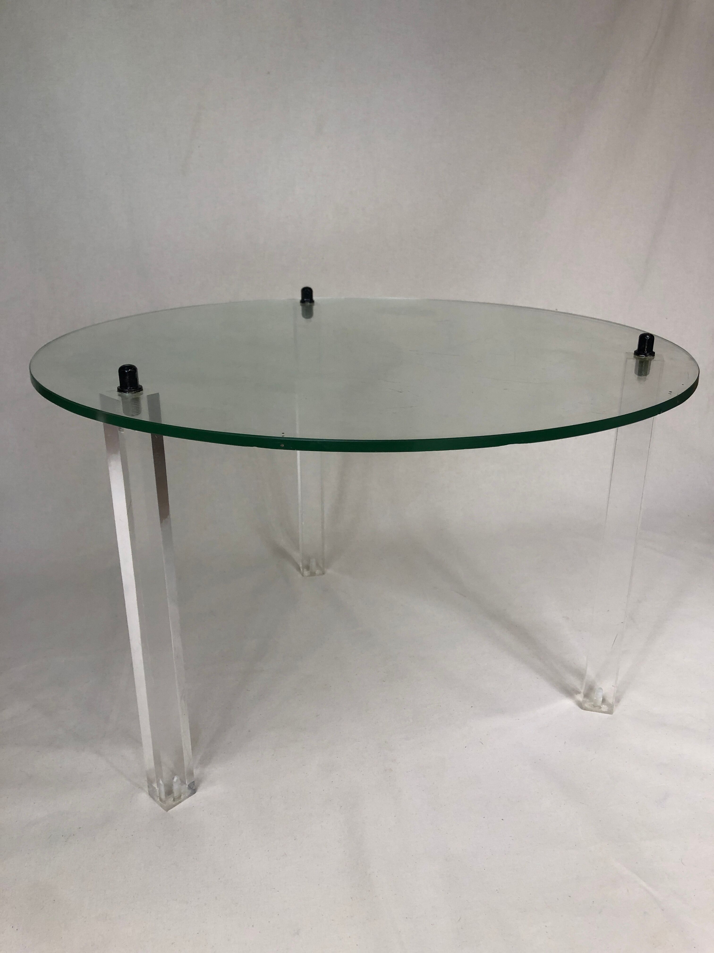 Vintage round coffee table in glass and plexiglass