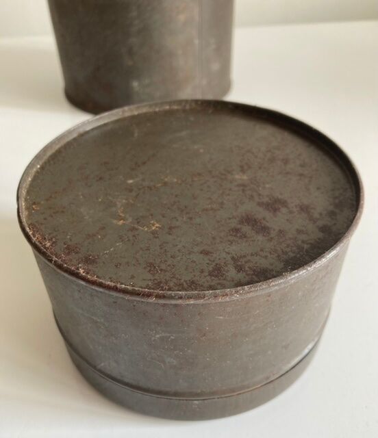 Set of 2 old weathered metal boxes