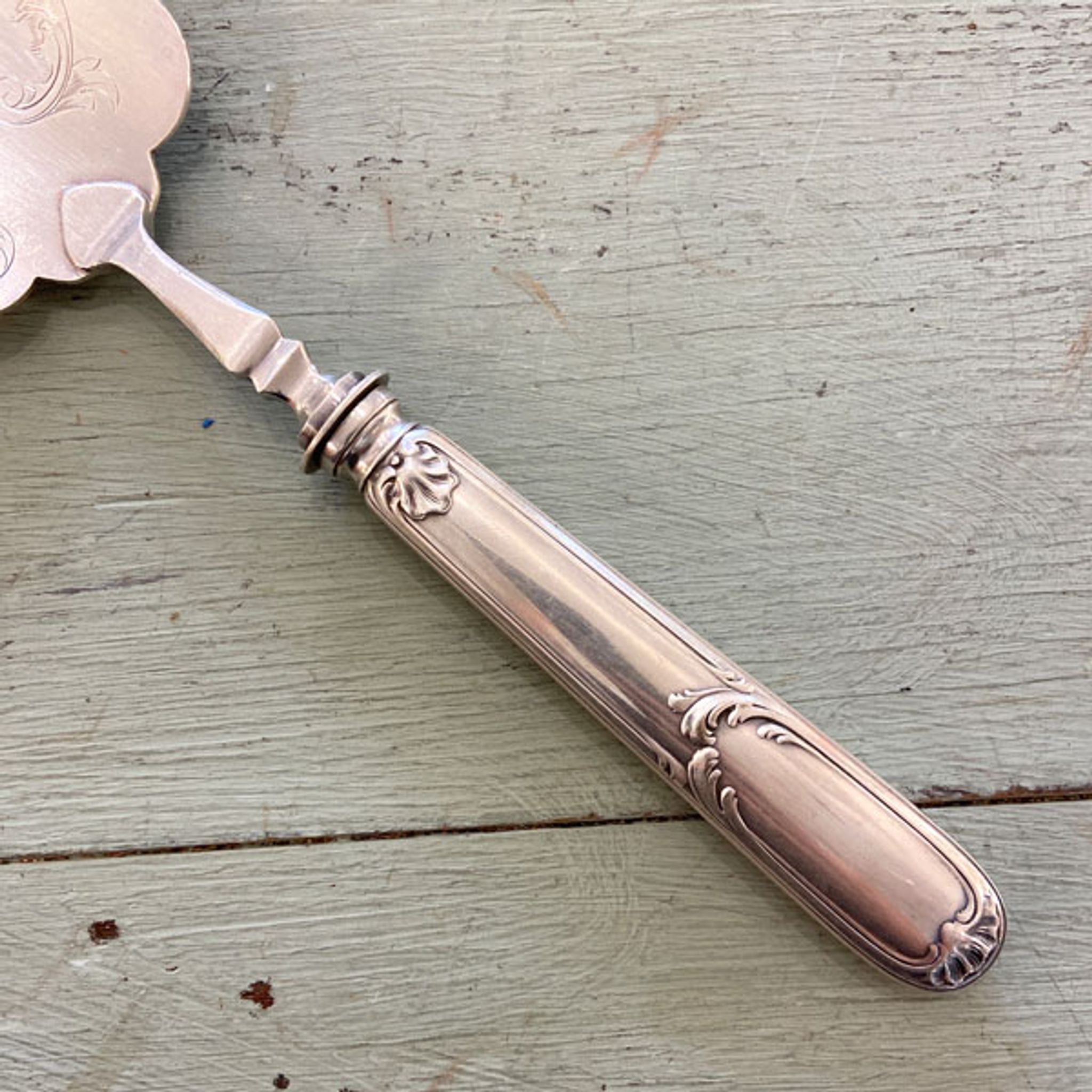 Cake shovel, pie, silver metal fish